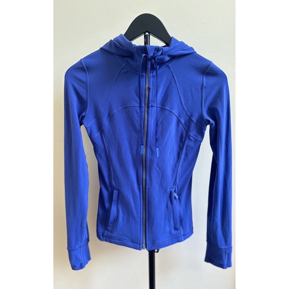 Lululemon Hooded Define Jacket Nulu Royal Blue Slim Fit Size 4 EUC